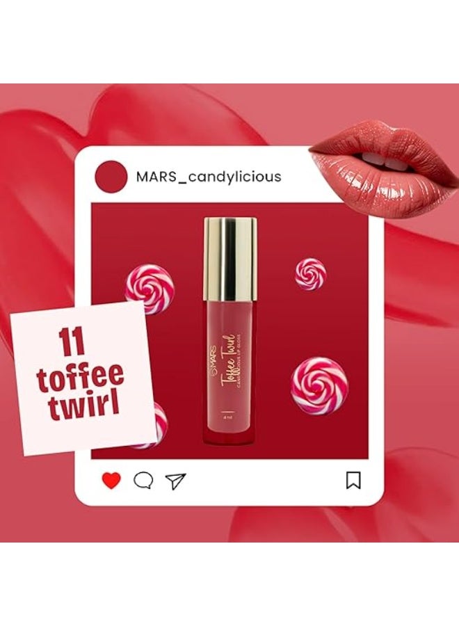 MARS Candylicious Sheer Lip Gloss for Women | Hydrating & High Shine | Lightweight | Non-Sticky | Enriched with Vitamin-E, Hyaluronic Acid & Avocado Ester (4.0ml) (11-TOFFEE TWIRL) - Image 2